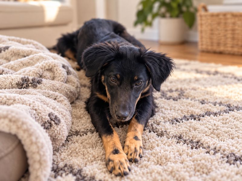 dog on rug