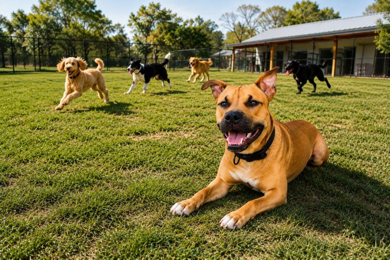 dog at boarding